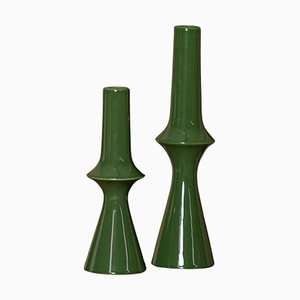 Grüne Lanco Keramik Kerzenhalter von Simone & Marcel, 2er Set