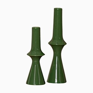 Lanco Green Ceramic Candleholders by Simone & Marcel, Set of 2