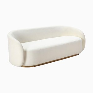 Golden Steel and White Fabric Sofa by Thai Natura