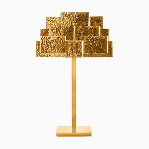 Inspiring Trees Hammered Golden Brass Table Lamp by InsidherLand