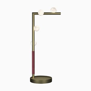 Lámpara de mesa Demetra de latón cepillado de Alabastro Italiano