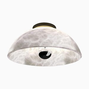 Lampada da soffitto Apollo in ottone spazzolato di Alabastro Italiano