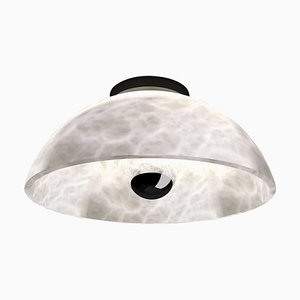 Lampada da soffitto Apollo in metallo nero spazzolato di Alabastro Italiano