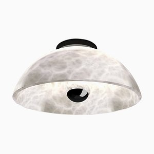 Lampada da soffitto Apollo in metallo nero lucido di Alabastro Italiano