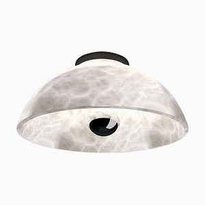 Lampada da soffitto Apollo in metallo argentato lucido di Alabastro Italiano