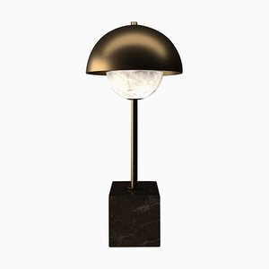 Lámpara de mesa Apollo de bronce de Alabastro Italiano