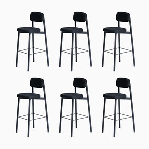 Chaises de Comptoir 75 Residence Noires par Kann Design, Set de 6