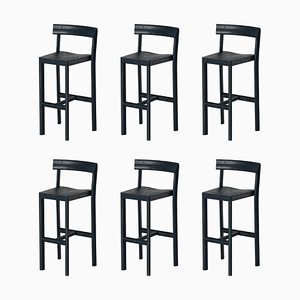 Chaises de Comptoir Galta 75 en Chêne Noir par Kann Design, Set de 6