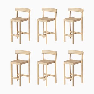 Chaises de Comptoir Galta 65 en Chêne par Kann Design, Set de 6