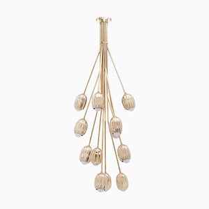 Lampada da soffitto Poppy con 12 steli in ottone di Fred&Juul