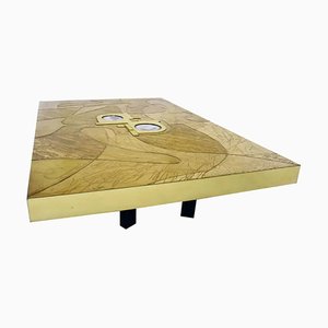Mosaic 2 Coffee Table in Stone and Brass by Brutalist Be