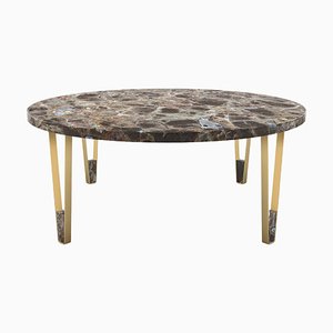 Ionic Round Coffee Table in Emperador Marble by InsidherLand