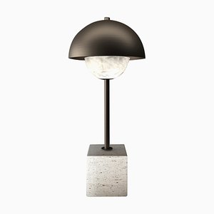 Lampe de Bureau Apollo en Métal Bruni Brossé par Alabastro Italiano