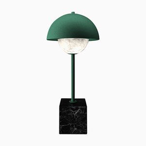 Lámpara de mesa Apollo de metal verde de Alabastro Italiano