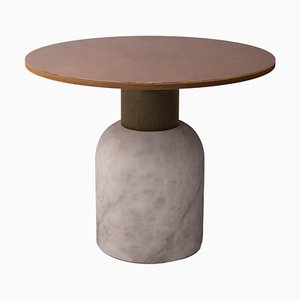 Serenity Fusion 40 Table in Alabaster and Iroko Wood by Alabastro Italiano