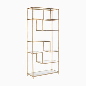 Glass and Golden Metal Shelf by Thai Natura