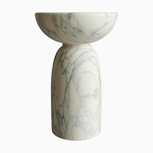 Pawn 2 Side Table or Stool in Calacatta Marble by Etamorph