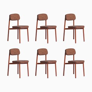 Brick Red Residence Chairs by Jean Couvreur for Kann Design, Set of 6