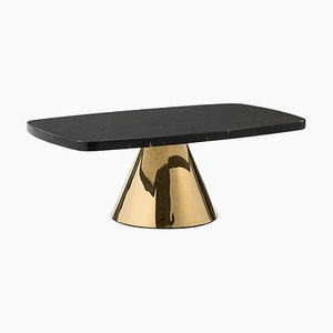 Golden Metal and Black Marble Coffee Table by Thai Natura