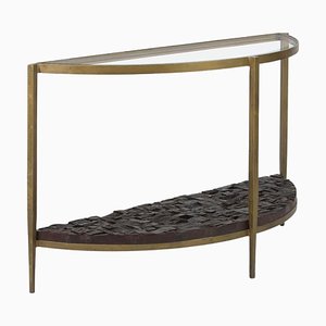 Wood, Glass and Metal Console Table by Thai Natura