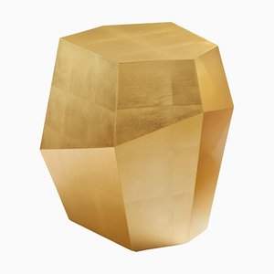 High Three Rocks Gold Leaf Side Table by Insidherland