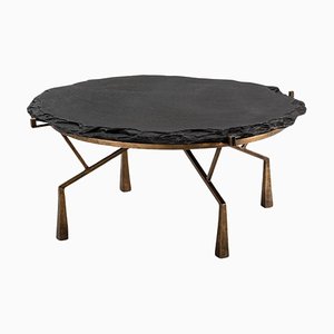 Metal and Black Stone Coffee Table by Thai Natura