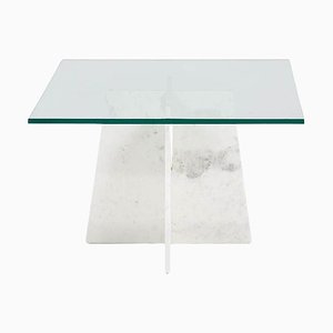 Tavolino da caffè quadrato in vetro e marmo di Thai Natura