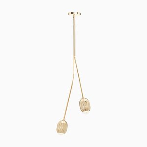 Poppy Polished Brass 2 Stem V Chandelier by Fred and Juul