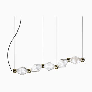 Chronos Shiny Gold Metal Pendant Lamp by Alabastro Italiano