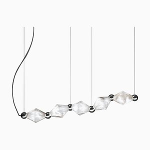 Chronos Shiny Silver Metal Pendant Lamp by Alabastro Italiano