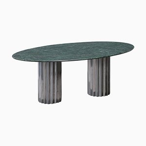 Doris Green Serpentino Marble Oval Dining Table by Fred and Juul