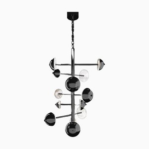 Ares Shiny Black Metal Chandelier by Alabastro Italiano