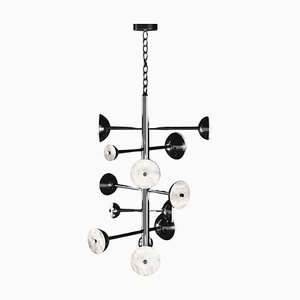 Teti Shiny Black Metal Chandelier by Alabastro Italiano