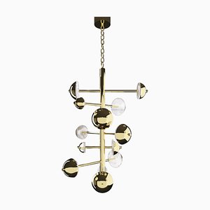 Ares Shiny Gold Metal Chandelier by Alabastro Italiano