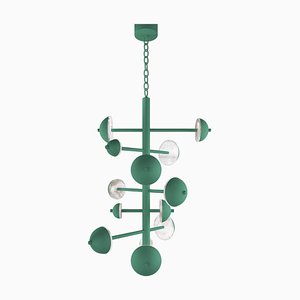 Lámpara de araña Ares Freedom de metal en verde de Alabastro Italiano