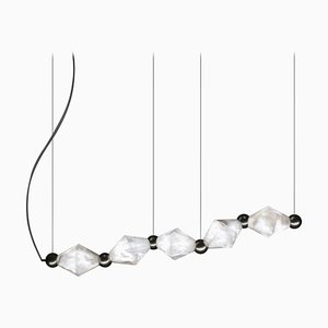 Chronos Brushed Black Metal Pendant Lamp by Alabastro Italiano