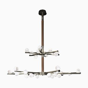 Demetra Brushed Black Metal Double Chandelier by Alabastro Italiano