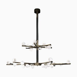 Demetra Brushed Burnished Metal Double Chandelier by Alabastro Italiano