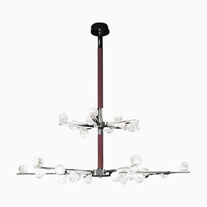 Demetra Shiny Black Metal Double Chandelier by Alabastro Italiano