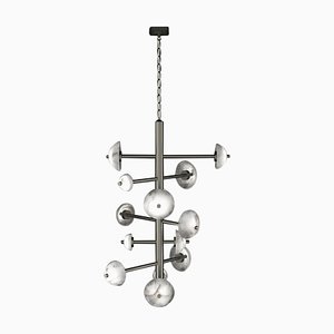 Apollo Brushed Black Metal Chandelier by Alabastro Italiano