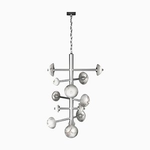 Apollo Shiny Silver Metal Chandelier by Alabastro Italiano