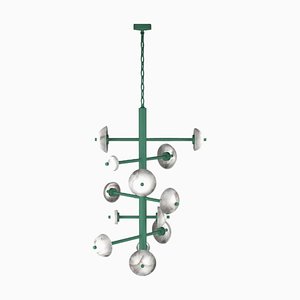 Lampadario Apollo Freedom in metallo verde di Alabastro Italiano