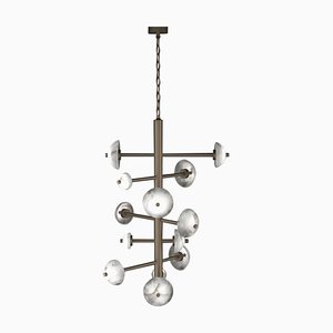Apollo Brushed Burnished Metal Chandelier by Alabastro Italiano