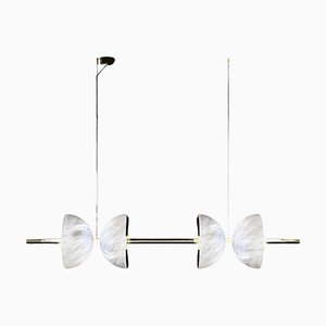 Ermes Shiny Gold Metal and Alabaster Pendant Light 2 by Alabastro Italiano