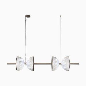 Ermes Burnished Metal and Alabaster Pendant Light 2 by Alabastro Italiano
