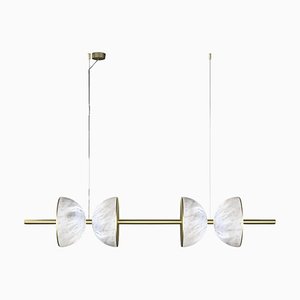 Ermes Brushed Brass And Alabaster Pendant Light 2 by Alabastro Italiano