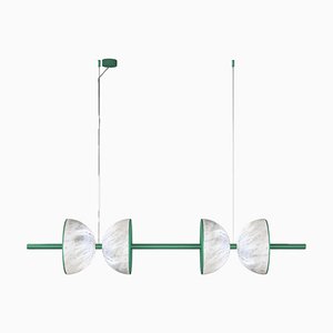Lámpara colgante Ermes Freedom 2 de metal en verde y alabastro de Alabastro Italiano