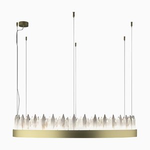 Lampe à Suspension 3 Urano en Laiton Brossé 60 par Alabastro Italiano