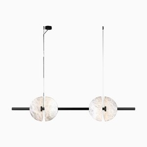 Ermes Shiny Black Metal and Alabaster Pendant Light 1 by Alabastro Italiano