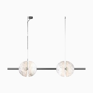 Ermes Shiny Silver Metal and Alabaster Pendant Light 1 by Alabastro Italiano